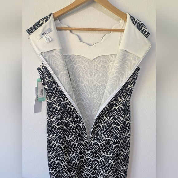 Wisp NEW Women's Marianne Scallop Stretchy Pencil Dress Black And White Size 4 - Picture 5 of 12